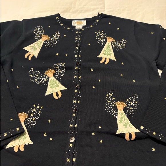 Talbots Navy Cardigan with Angel Design - Picture 1 of 6